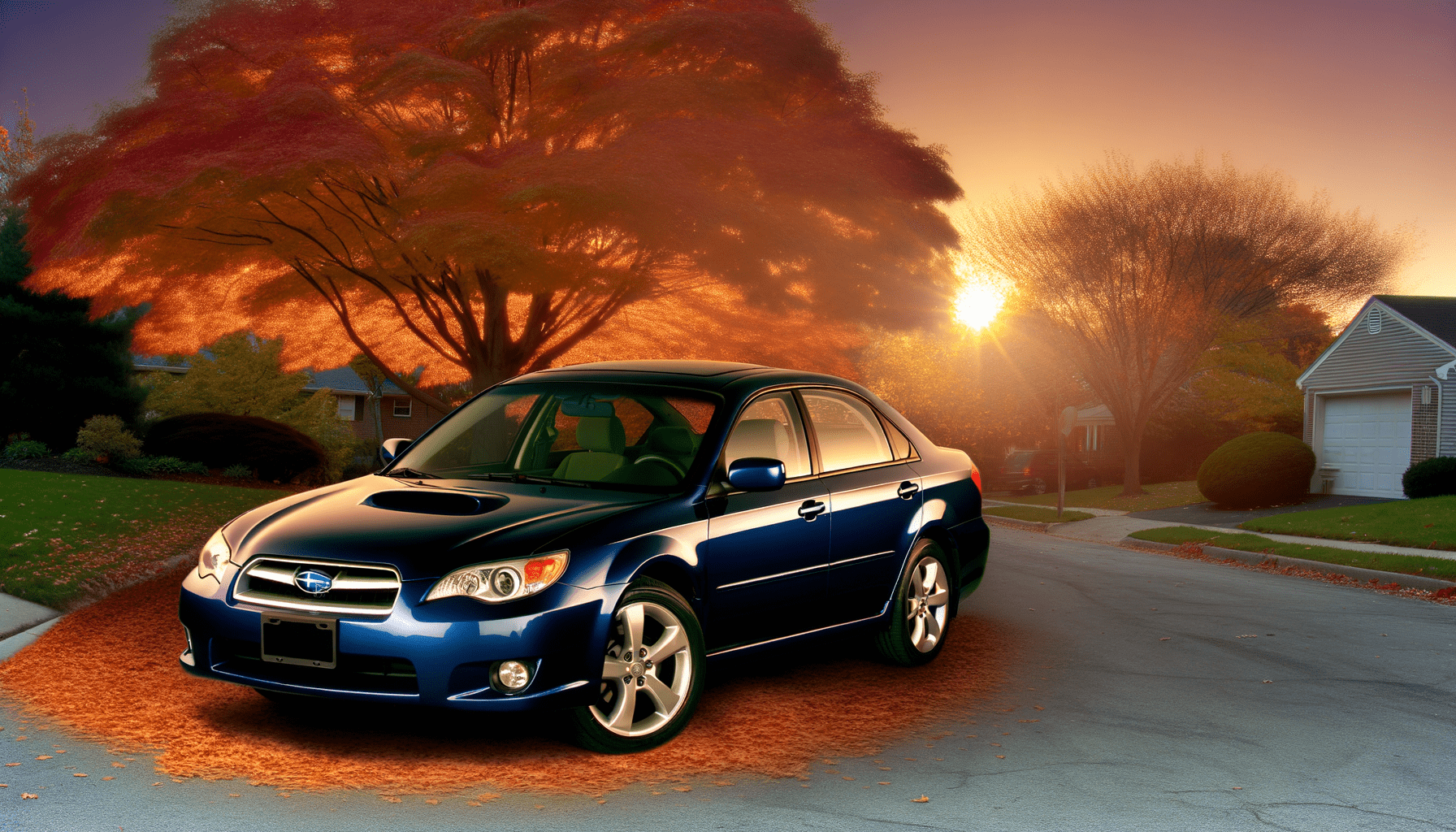A 2009 Subaru Legacy in the fall