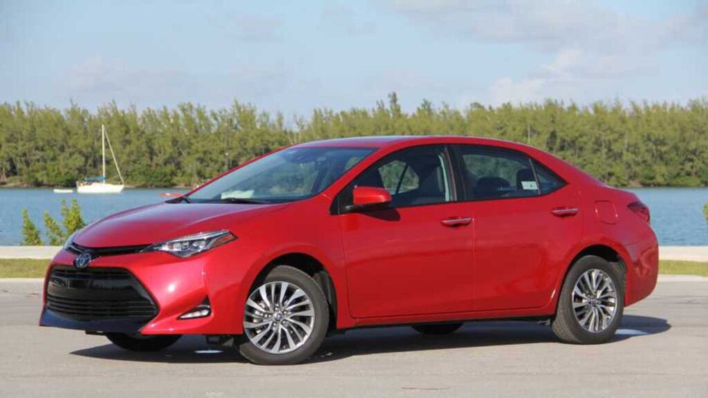 A red 2018 Toyota Corolla
