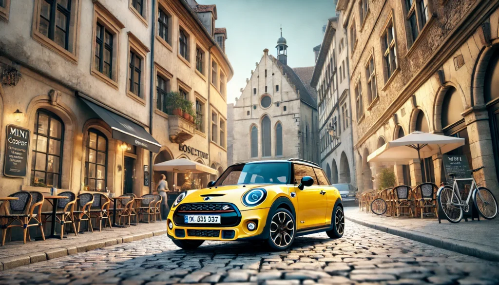 Yellow Mini Cooper SE Electric