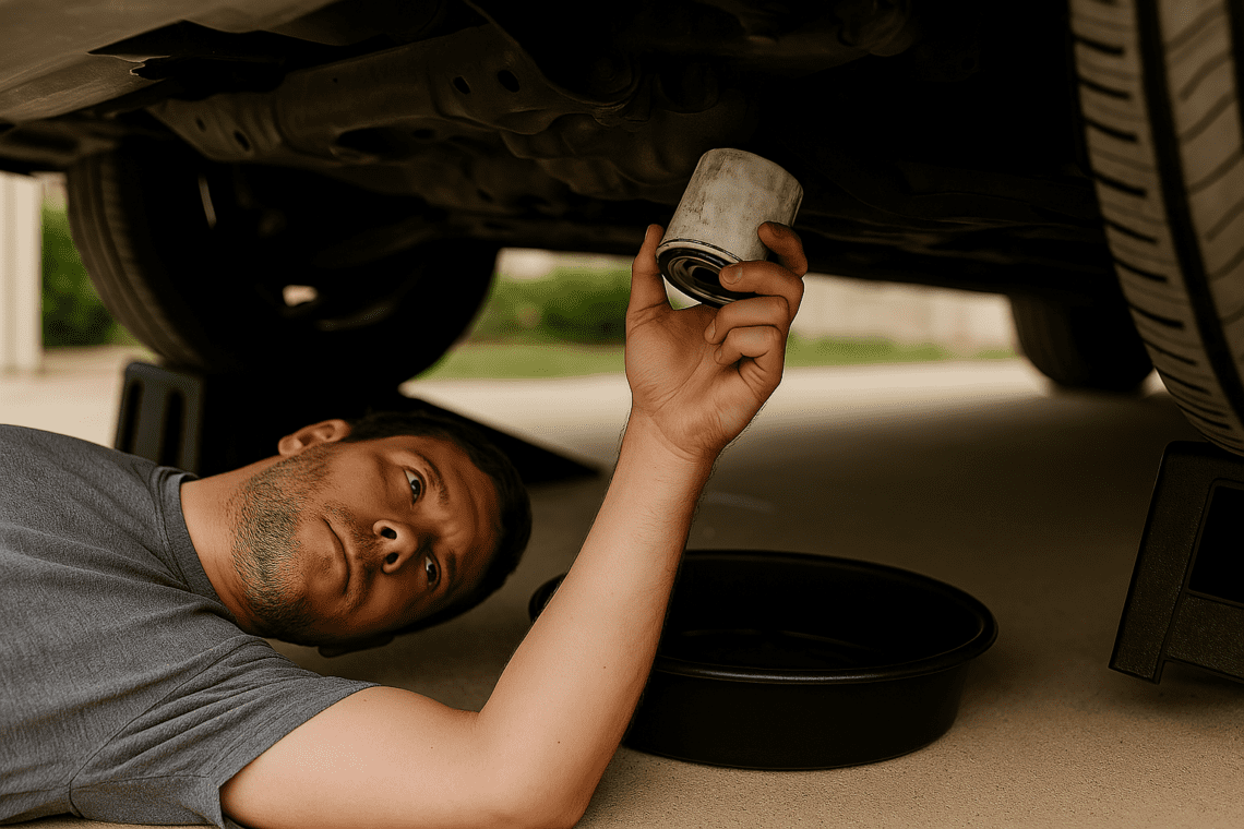 How to do an oil change step 3: Remove the old oil filter
