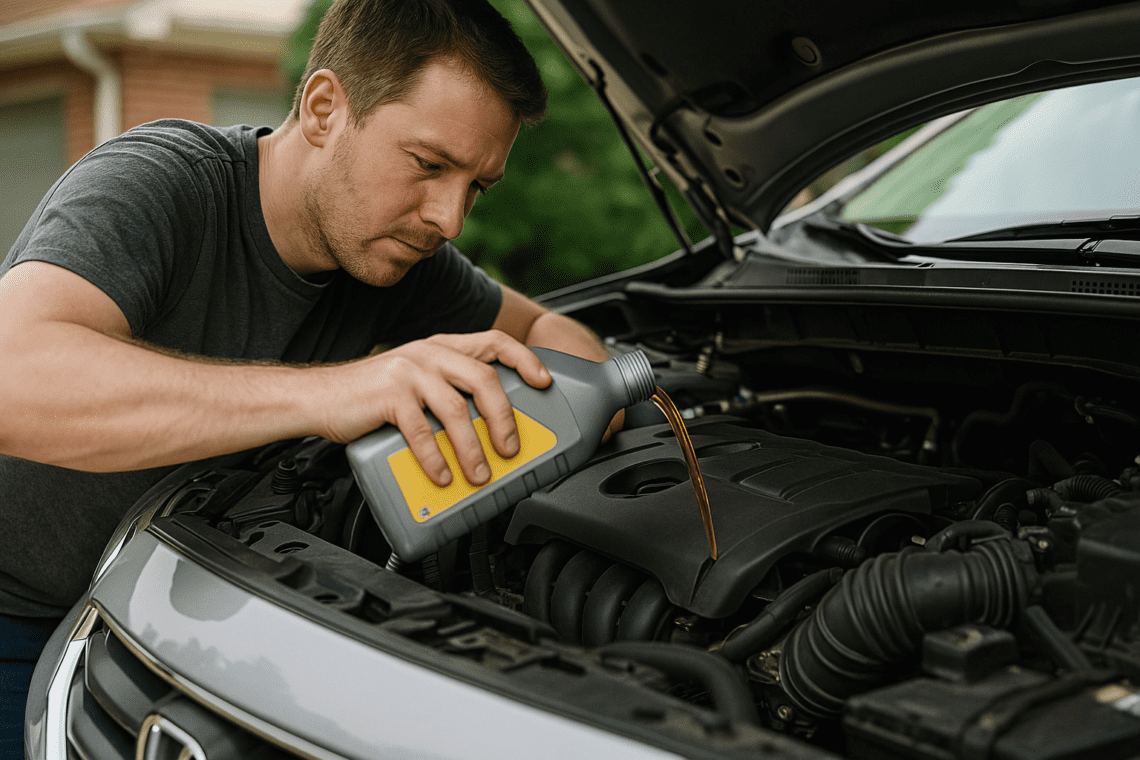 How to do an oil change step 5: Pour in the new oil