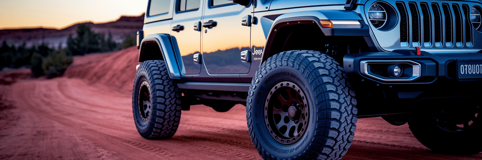 Lifted off-road vehicle on a scenic trail.
