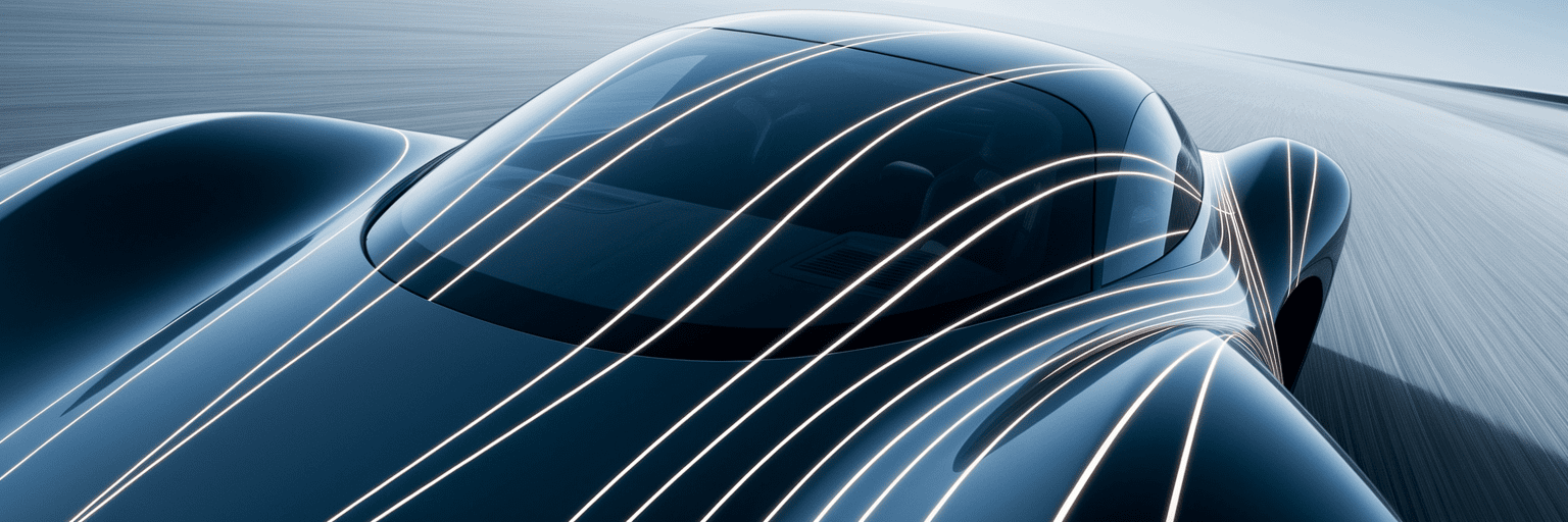 Aerodynamic airflow over modern car hood.