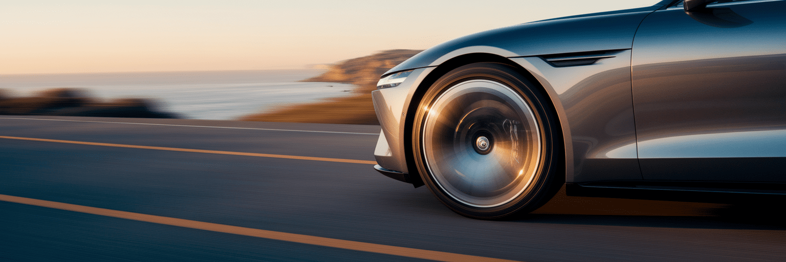 Car with fuel-efficient tires driving smoothly.
