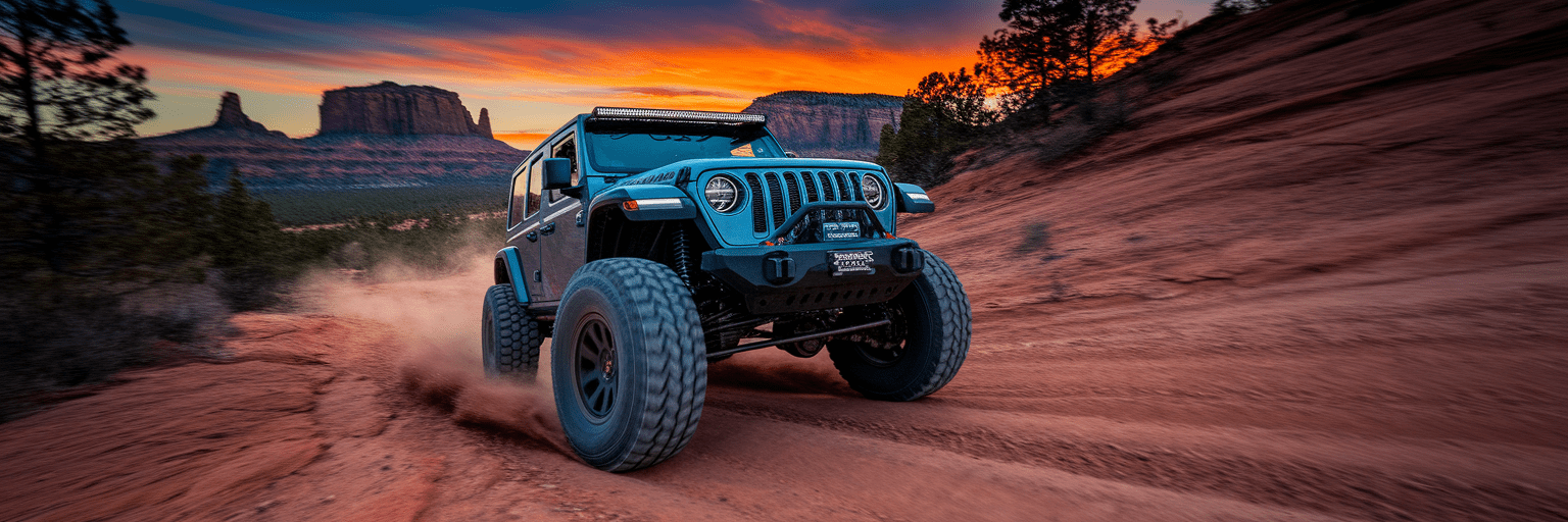 Off-road vehicle on a desert trail