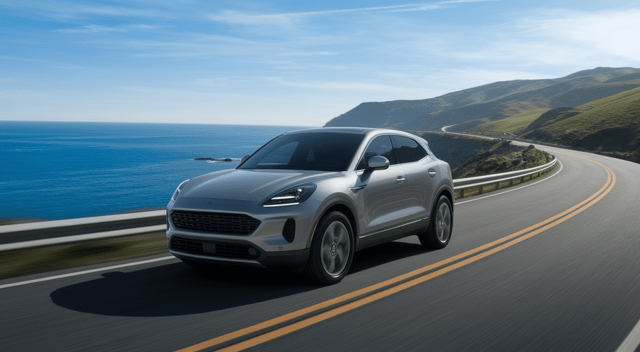 Modern compact SUV on coastal highway
