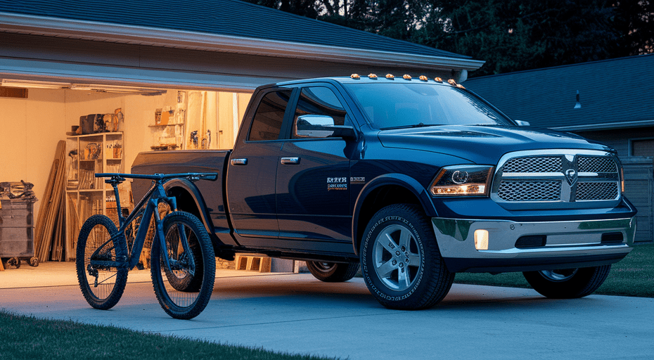 Used pickup truck in driveway at dusk.