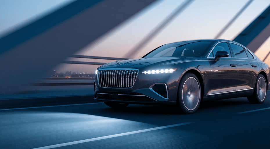 Sleek luxury sedan on modern bridge