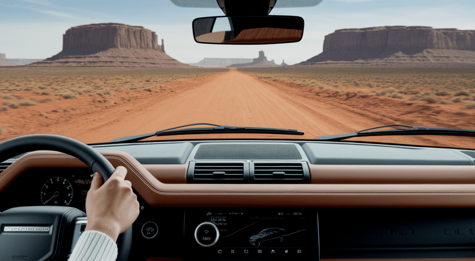 Driver using modern off-road technology.