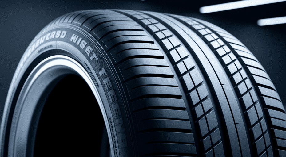 Close-up of new car tire sidewall