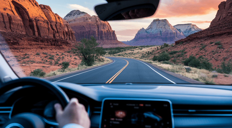 View from inside an autonomous car.