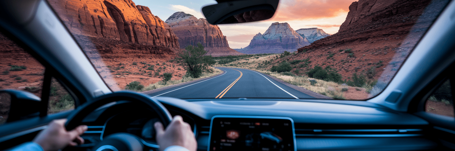 View from inside an autonomous car.