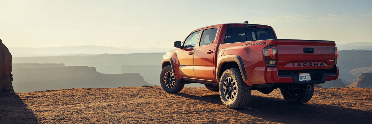 New Toyota Tacoma overlooking Moab canyon