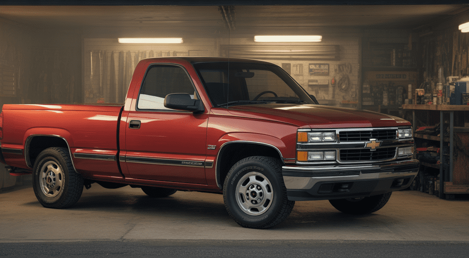 Classic Chevrolet Silverado in a workshop