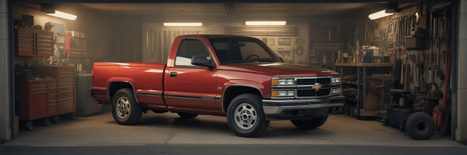Classic Chevrolet Silverado in a workshop