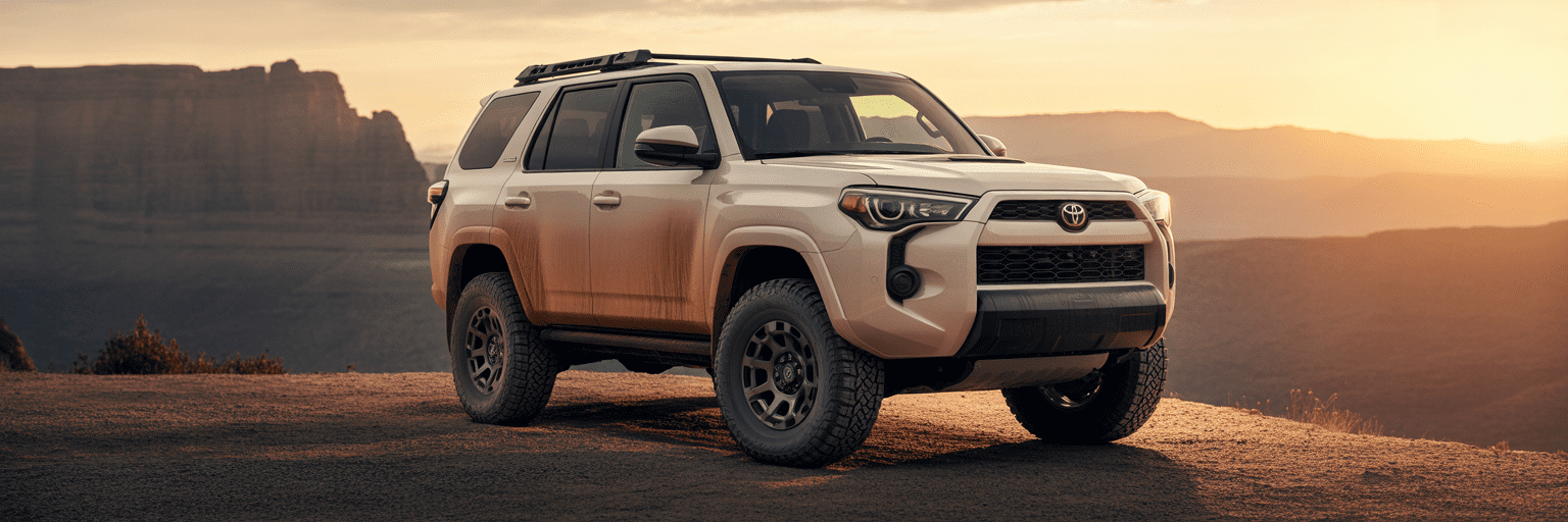 Toyota 4Runner parked at a mountain overlook.