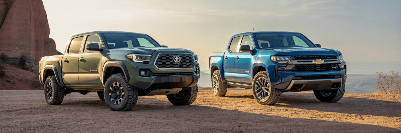 Toyota Tacoma and Chevrolet Colorado off-road.