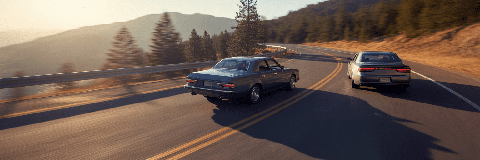 Mazda3 and Volkswagen Jetta on a highway.