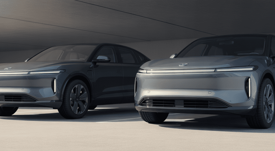 Two modern electric SUVs parked side by side