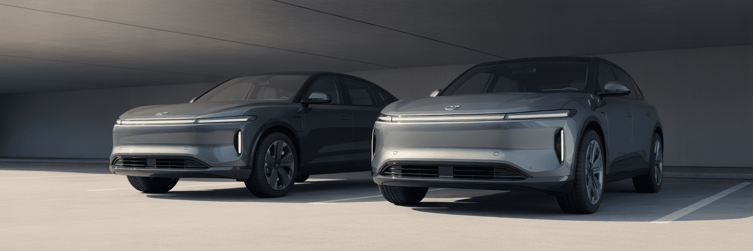 Two modern electric SUVs parked side by side