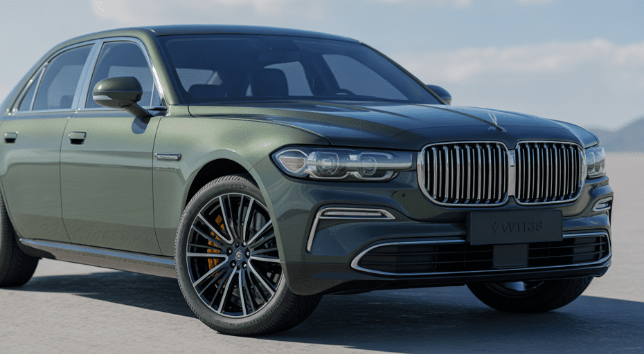 Dual exhaust pipes of V8 sedan on highway.