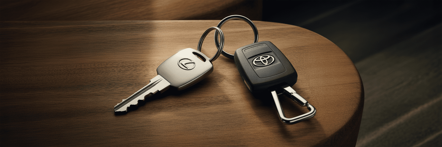 Lexus and Toyota car keys representing a choice.