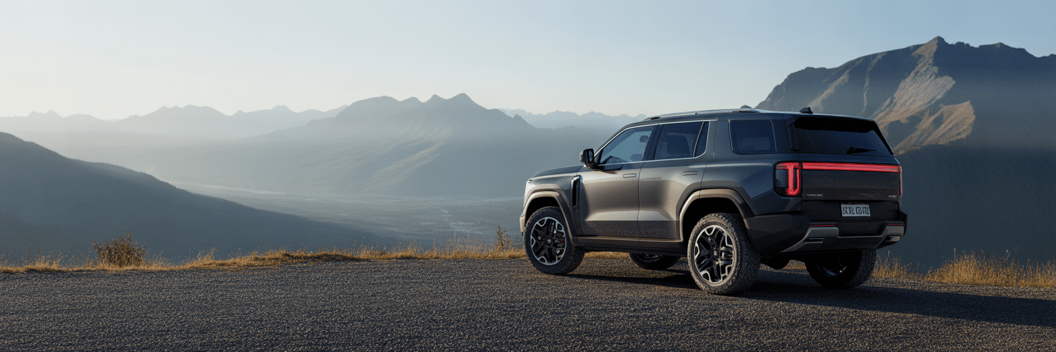 Modern diesel SUV in mountains
