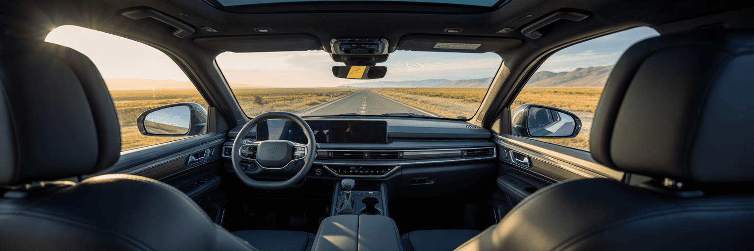 Spacious car interior with ample legroom.