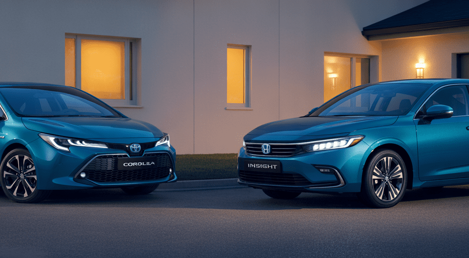 Toyota Corolla Hybrid vs Honda Insight parked