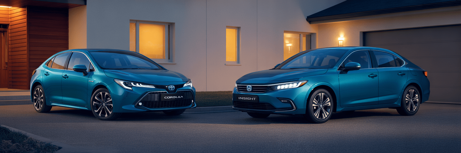 Toyota Corolla Hybrid vs Honda Insight parked