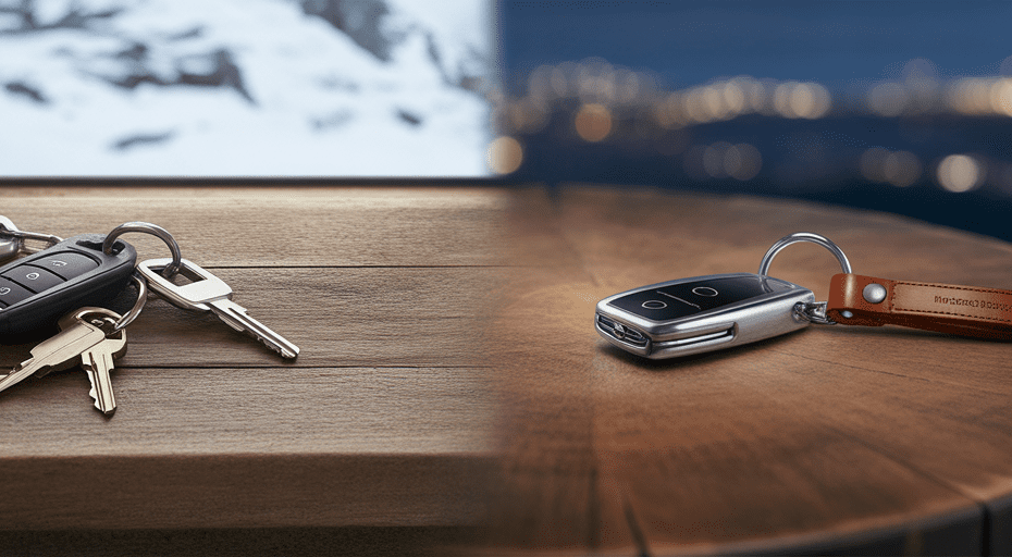 Rugged vs sleek car keys on table
