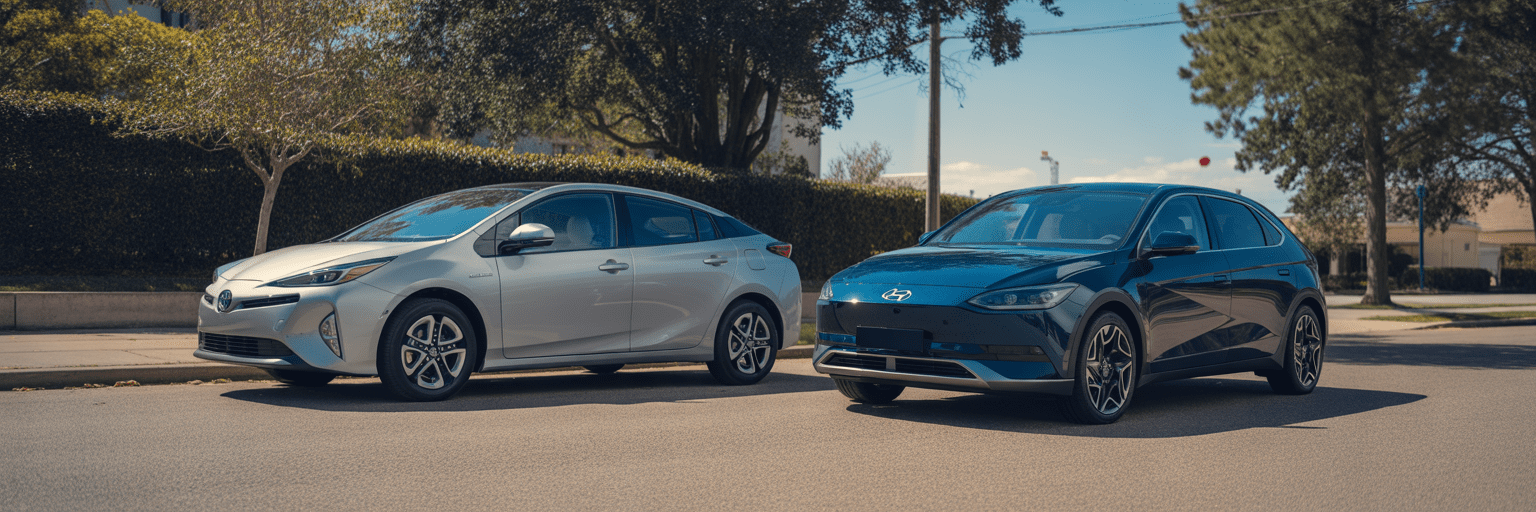 Toyota Prius and Hyundai Ioniq comparison.