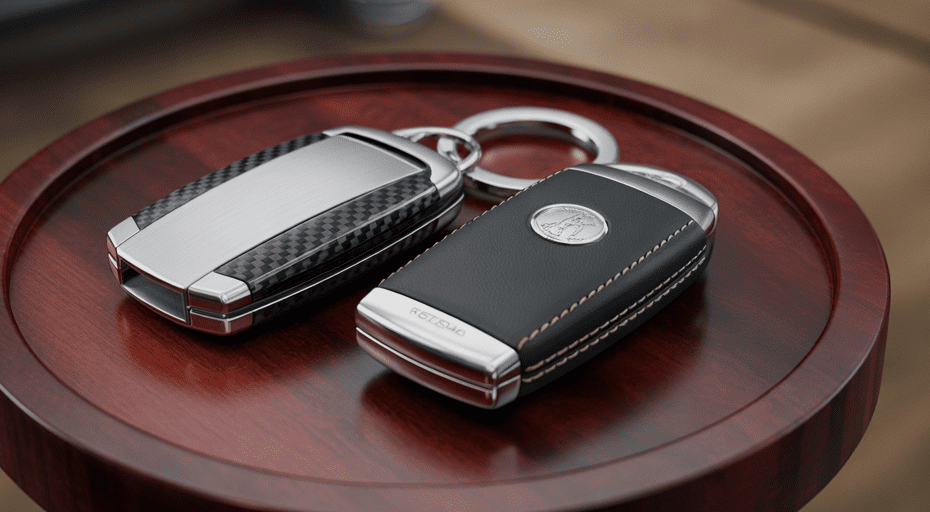 Two luxury car key fobs representing choice.