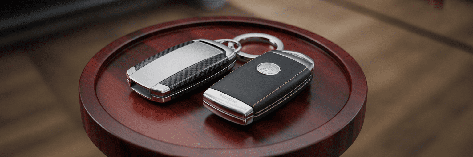 Two luxury car key fobs representing choice.