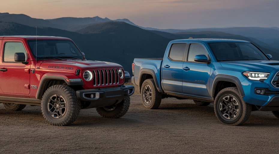 Jeep Gladiator and Toyota Tacoma off-road