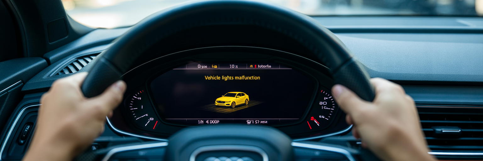 Audi Q5 dashboard with lights malfunction warning.