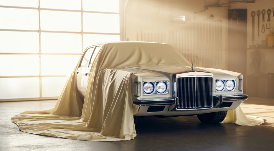 Reliable car covered in garage.