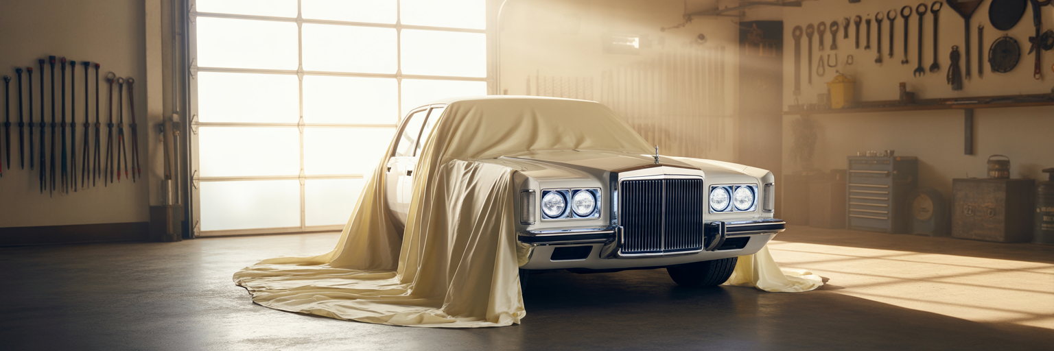 Reliable car covered in garage.