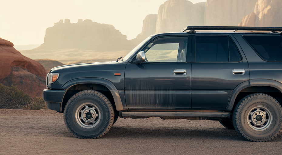 Used Toyota 4Runner at a desert trailhead.