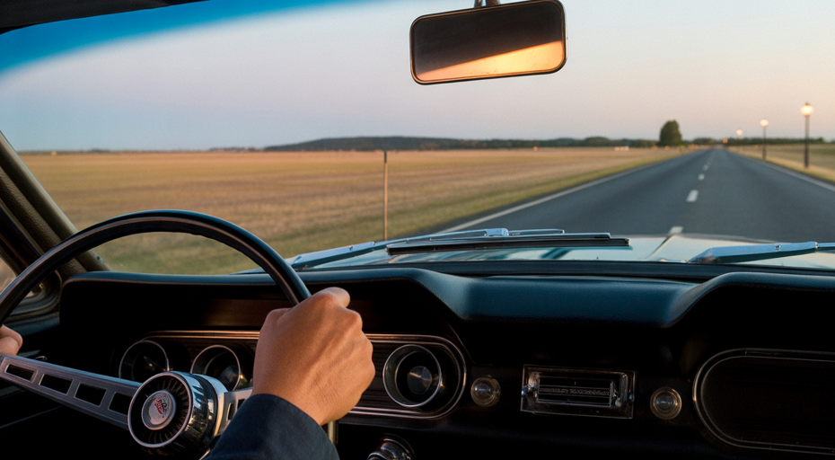 Driver's perspective on a quiet highway.