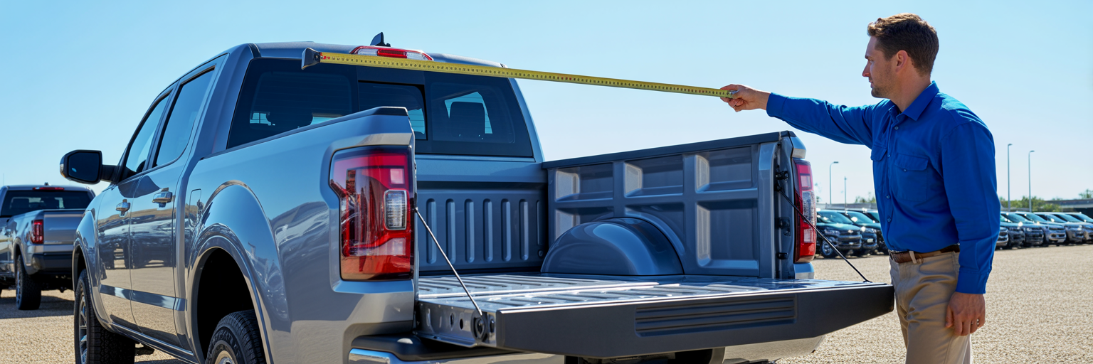 Measuring a 2026 truck's bed lift-in height