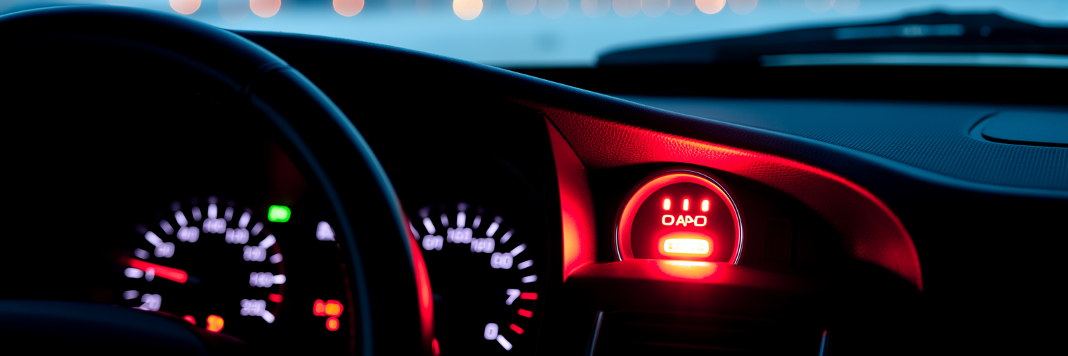 Flickering red oil pressure warning light on dashboard.