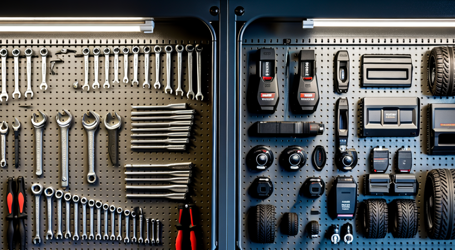 Two distinct toolsets representing different vehicle philosophies.