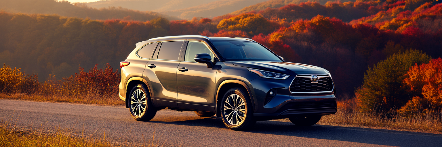 Toyota Highlander on scenic autumn road