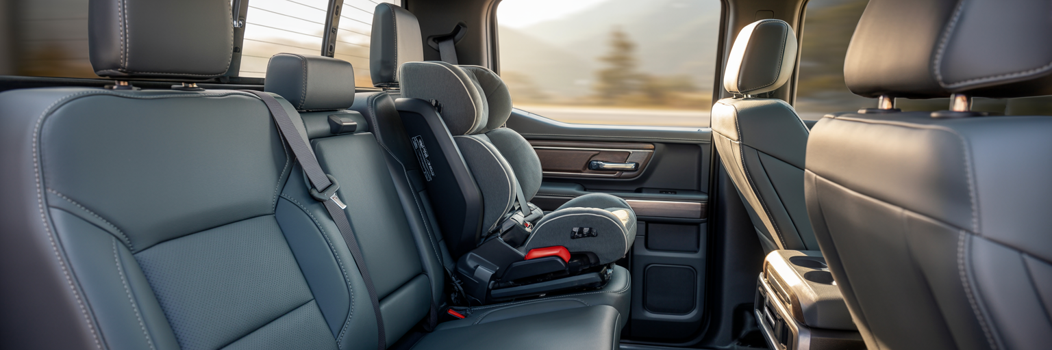 Rear-facing car seat in 2026 crew cab truck
