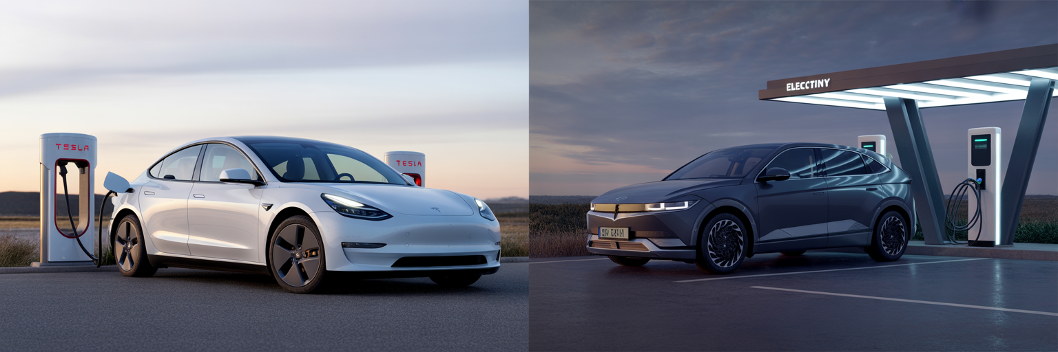 Tesla Model 3 vs Hyundai Ioniq 6 at charging stations