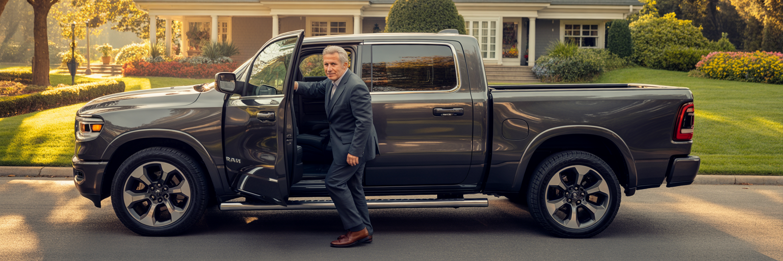 Older man easily entering a 2026 crew cab truck