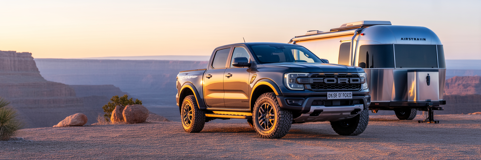 2026 off-road truck towing a travel trailer.