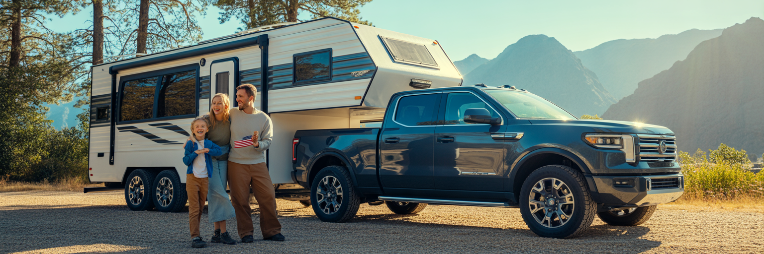Family with 2026 truck and camper